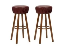 Lot De Deux Tabourets De Bar Design Chaise Siège Synthétique Marron 1202068