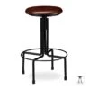 Tabouret De Bar Industriel Chaise Ronde Hauteur Réglable Jusqu à 65 Cm Noir Marron Fer Bois 13_0002768