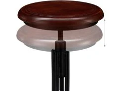 Tabouret De Bar Industriel Chaise Ronde Hauteur Réglable Jusqu à 65 Cm Noir Marron Fer Bois 13_0002768 -Electroménager Soldes tabouret de bar 10446565