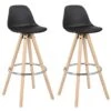 Lot De 2 Tabourets De Bar Pied En Bois Noir 19_0000554