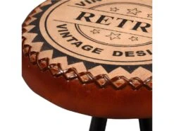 Lot De Deux Tabourets De Bar Design Chaise Siège Cuir Véritable Et Toile Marron 1202167 -Electroménager Soldes tabouret de bar 10446683