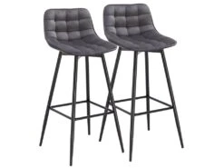 Tabouret De Bar Avec Repose-pieds Lot De 2 Pièces Gris Foncé 19_0000433