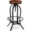 Tabouret De Bar Industriel Design Industriel Pivotant Chaise Ronde Fer Et Bois 13_0002767