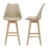 Lot De 2 Tabourets De Bar Siège Avec Dossier Et Repose-pied Rembourré 105 Cm Beige 03_0002776 -Electroménager Soldes tabouret de bar 10446743