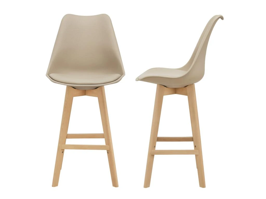 Lot De 2 Tabourets De Bar Siège Avec Dossier Et Repose-pied Rembourré 105 Cm Beige 03_0002776 3 Lot De 2 Tabourets De Bar Siège Avec Dossier Et Repose-pied Rembourré 105 Cm Beige 03_0002776