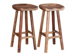 Lot De Deux Tabourets De Bar Design Chaise Siège Bois D'acacia 1202049 -Electroménager Soldes tabouret de bar 10446779