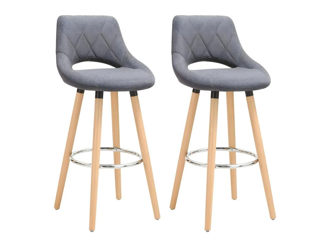 Tabouret De Bar En Lin Avec Dossier Et Repose-pieds, Lot De 2 Pièces Gris Foncé 19_0000553 3 Tabouret De Bar En Lin Avec Dossier Et Repose-pieds, Lot De 2 Pièces Gris Foncé 19_0000553
