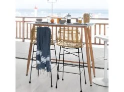 Tabouret Haut Kubu Rotin Métal Atmosphera - Naturel Clair -Electroménager Soldes tabouret de bar 10446827