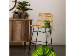 Tabouret Haut Kubu Rotin Métal Atmosphera - Naturel Clair -Electroménager Soldes tabouret de bar 10446829