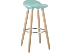 BIBENNE - Lot De 2 Tabourets De Bar Bleu Et Pieds Aspect Bois -Electroménager Soldes tabouret de bar 10447585