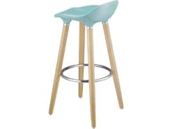 BIBENNE - Lot De 2 Tabourets De Bar Bleu Et Pieds Aspect Bois -Electroménager Soldes tabouret de bar 10447587