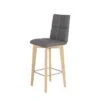 Chaise De Bar Scandinave Tissu Anthracite Et Piètement En Chêne - LEO -Electroménager Soldes tabouret de bar 10537143