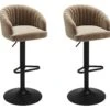Lot De 2 Tabourets De Bar En Velours Et Métal - Beige - DORALIZ -Electroménager Soldes tabouret de bar 1176601