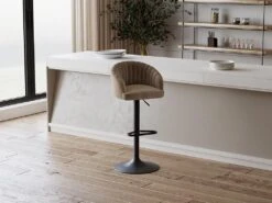 Lot De 2 Tabourets De Bar En Velours Et Métal - Beige - DORALIZ -Electroménager Soldes tabouret de bar 1176605