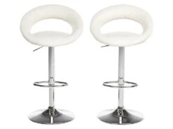 Lot De 2 Tabourets De Bar JEFF - Cuir Blanc