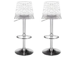 Lot De 2 Tabourets De Bar CLARK - Polycarbonate - Cristal
