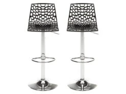 Lot De 2 Tabourets De Bar CLARK - Polypropylène - Noir Graphite