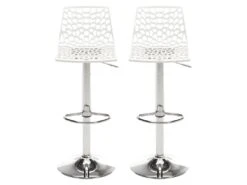 Lot De 2 Tabourets De Bar CLARK - Polypropylène - Blanc Dolomite