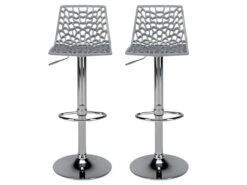 Lot De 2 Tabourets De Bar CLARK - Polypropylène - Gris Perle