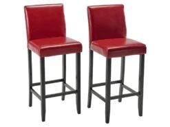 Lot De 2 Tabourets De Bar ROVIGO - Simili Rouge Brillant