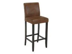 Lot De 2 Tabourets De Bar SANTOS - Microfibre Aspect Cuir Vieilli - Pieds Bois Foncé -Electroménager Soldes tabouret de bar 268379