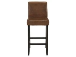 Lot De 2 Tabourets De Bar SANTOS - Microfibre Aspect Cuir Vieilli - Pieds Bois Foncé -Electroménager Soldes tabouret de bar 268383