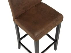 Lot De 2 Tabourets De Bar SANTOS - Microfibre Aspect Cuir Vieilli - Pieds Bois Foncé -Electroménager Soldes tabouret de bar 268387