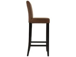 Lot De 2 Tabourets De Bar SANTOS - Microfibre Aspect Cuir Vieilli - Pieds Bois Foncé -Electroménager Soldes tabouret de bar 268393