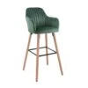 Tabouret De Bar En Velours Et Pieds Bois De Hêtre - Vert Foncé - ELEANA 2 Tabouret De Bar En Velours Et Pieds Bois De Hêtre - Vert Foncé - ELEANA -Electroménager Soldes tabouret de bar 2764675
