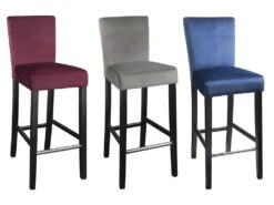 Lot De 2 Tabourets De Bar GIDEON - Velours & Pieds Bois - Gris -Electroménager Soldes tabouret de bar 310823