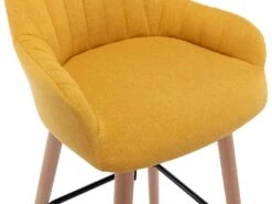 Tabouret De Bar En Tissu Et Pieds Bois De Hêtre - Jaune - ELEANA -Electroménager Soldes tabouret de bar 4006329