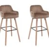 Lot De 2 Tabourets De Bar En Velours Et Pieds Bois De Hêtre - Beige - ELEANA 2 Lot De 2 Tabourets De Bar En Velours Et Pieds Bois De Hêtre - Beige - ELEANA -Electroménager Soldes tabouret de bar 4006357