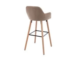 Lot De 2 Tabourets De Bar En Velours Et Pieds Bois De Hêtre - Beige - ELEANA -Electroménager Soldes tabouret de bar 4006361
