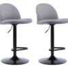 Lot De 2 Tabourets De Bar En Tissu Et Métal - Gris - CAYETANA -Electroménager Soldes tabouret de bar 4156009