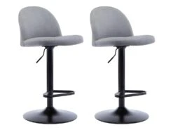 Lot De 2 Tabourets De Bar En Tissu Et Métal - Gris - CAYETANA