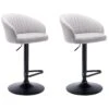 Lot De 2 Tabourets De Bar En Tissu Et Métal - Gris - DORALIZ