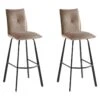 Lot De 2 Tabourets De Bar - Velours Et Métal - Taupe - INDILANE -Electroménager Soldes tabouret de bar 498339