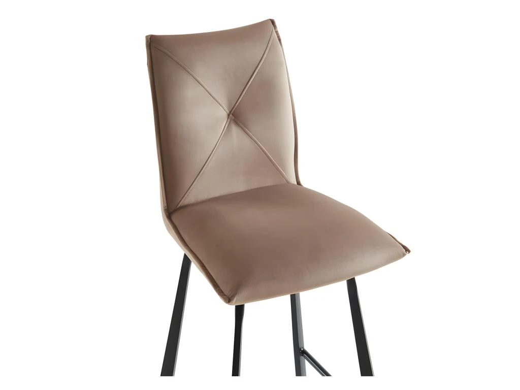 Lot De 2 Tabourets De Bar - Velours Et Métal - Taupe - INDILANE 8 Lot De 2 Tabourets De Bar - Velours Et Métal - Taupe - INDILANE – Image 6