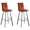 Lot De 2 Tabourets De Bar - Velours Et Métal - Terracotta - INDILANE -Electroménager Soldes tabouret de bar 498353