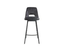 Lot De 2 Tabourets De Bar - Velours Et Métal - Anthracite - KELINE -Electroménager Soldes tabouret de bar 498635