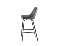 Lot De 2 Tabourets De Bar - Velours Et Métal - Anthracite - KELINE -Electroménager Soldes tabouret de bar 498637