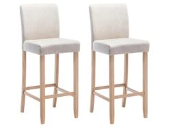 Lot De 2 Tabourets De Bar - Tissu - Beige - ROVIGO