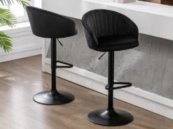 Lot De 2 Tabourets De Bar En Velours Et Métal - Noir - DORALIZ -Electroménager Soldes tabouret de bar 569787