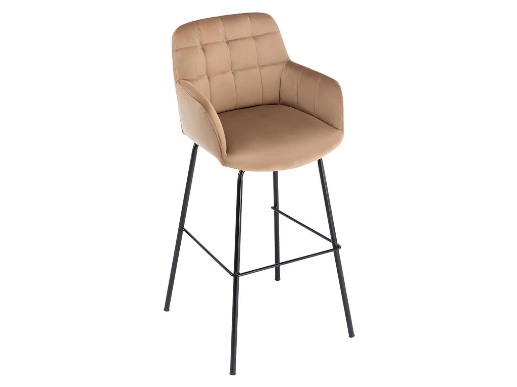 Lot De 2 Tabourets De Bar En Velours Et Métal - Beige - PEGA De Pascal MORABITO 6 Lot De 2 Tabourets De Bar En Velours Et Métal - Beige - PEGA De Pascal MORABITO – Image 4