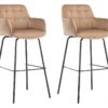 Lot De 2 Tabourets De Bar En Velours Et Métal - Beige - PEGA De Pascal MORABITO
