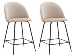 Lot De 2 Tabourets De Bar - Velours Et Métal Noir Mat - Beige - MELBOURNE -Electroménager Soldes tabouret de bar 6796815