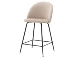 Lot De 2 Tabourets De Bar - Velours Et Métal Noir Mat - Beige - MELBOURNE -Electroménager Soldes tabouret de bar 6796835