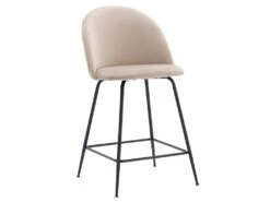 Lot De 2 Tabourets De Bar - Velours Et Métal Noir Mat - Beige - MELBOURNE -Electroménager Soldes tabouret de bar 6796837