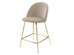 Lot De 2 Tabourets De Bar - Velours Et Métal Doré - Beige - MELBOURNE -Electroménager Soldes tabouret de bar 8513857