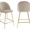 Lot De 2 Tabourets De Bar - Velours Et Métal Doré - Beige - MELBOURNE -Electroménager Soldes tabouret de bar 8513873